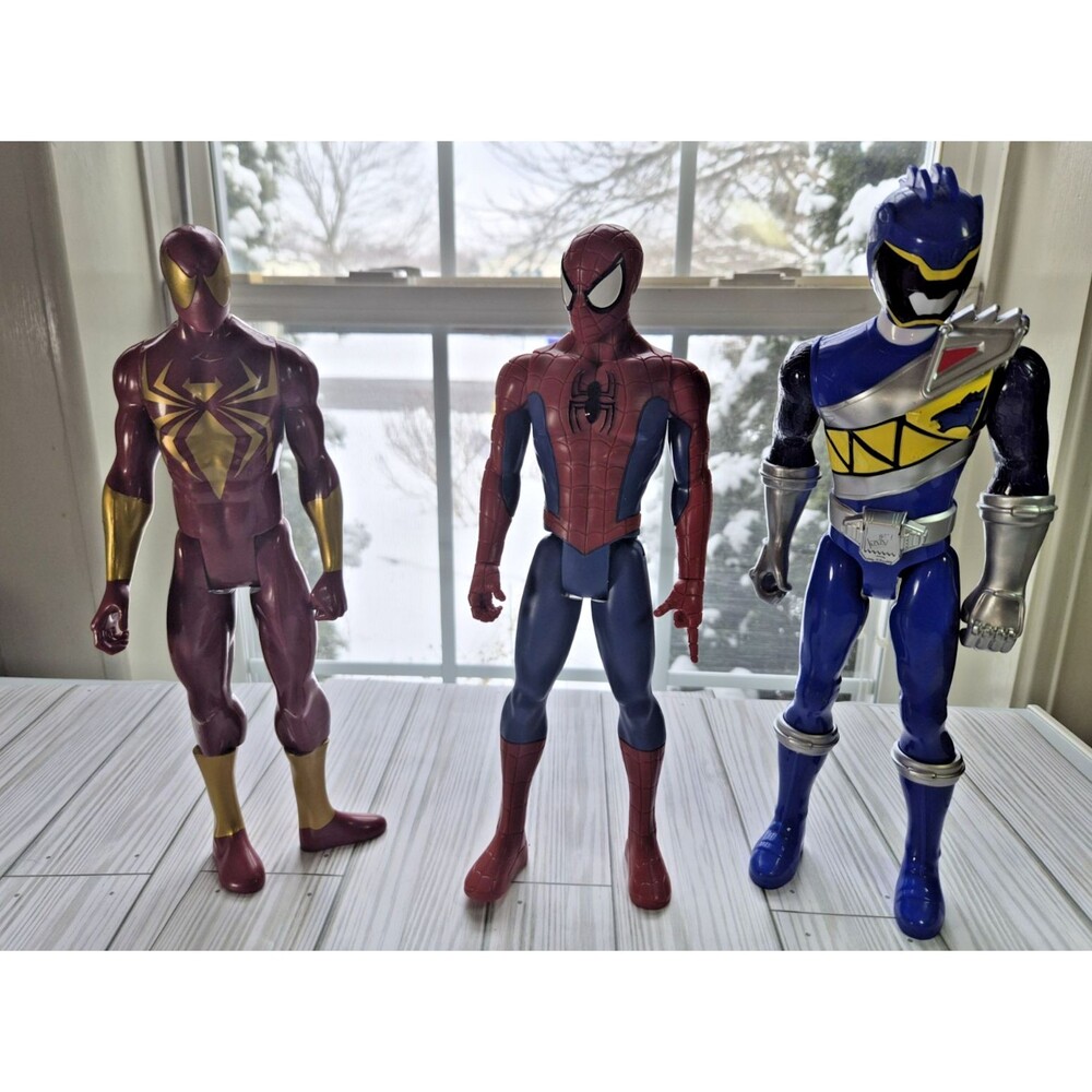 Lot of 3 Action Figures--12 inch--2 Spiderman--1 Power Ranger